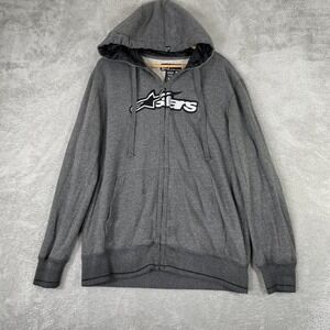Alpinestars Hoodie Mens Medium Gray Embroidered Spellout Motocross Racing Y2K